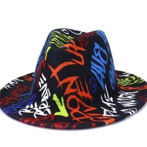 Graffiti Print Fedora Hat